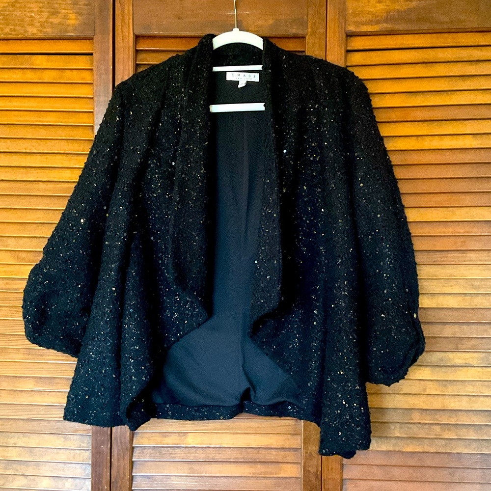 Chaus black and gold sequin blazer jacket. Size Medium